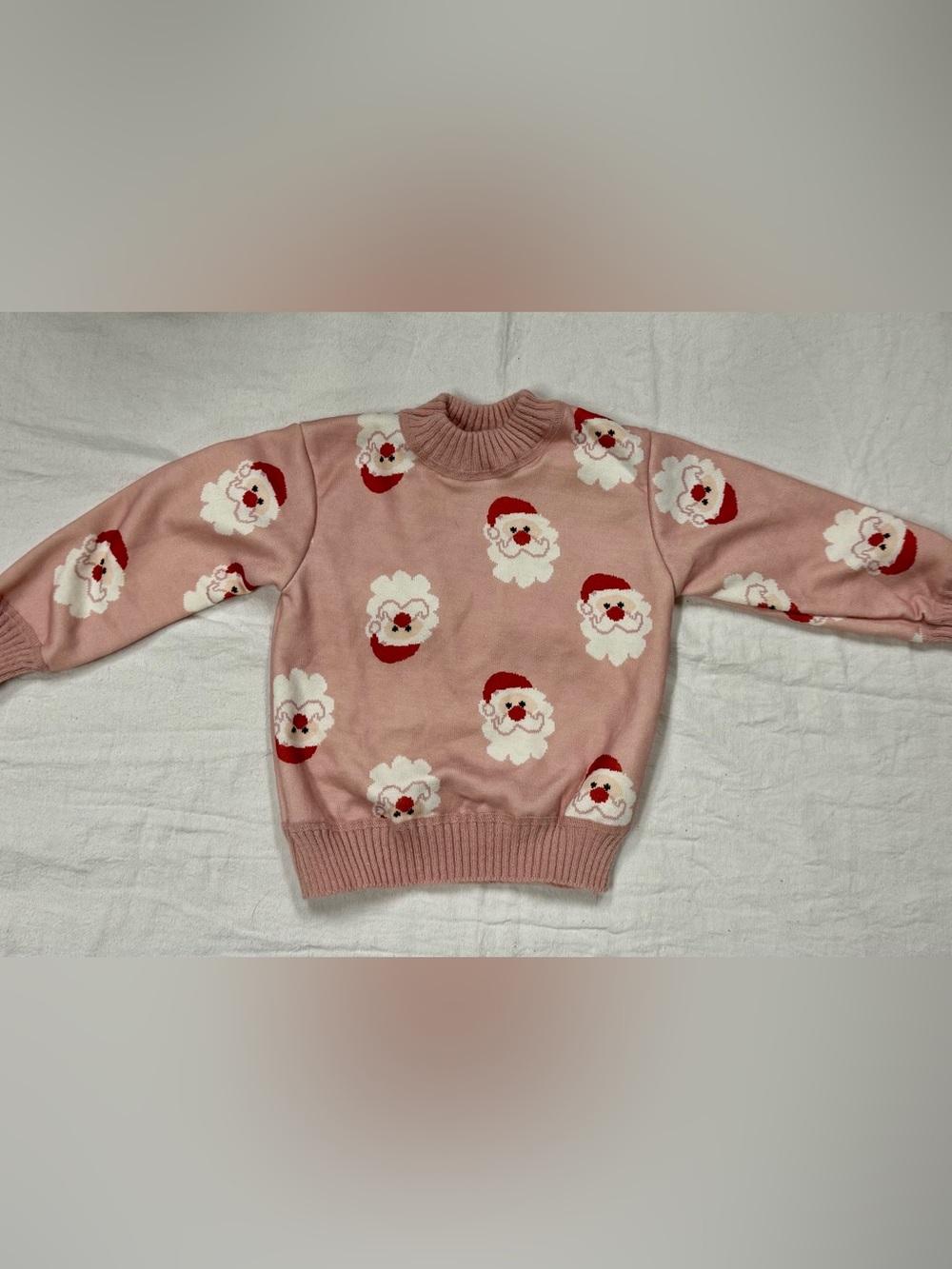 Pink Santa Pattern Holiday Sweater
